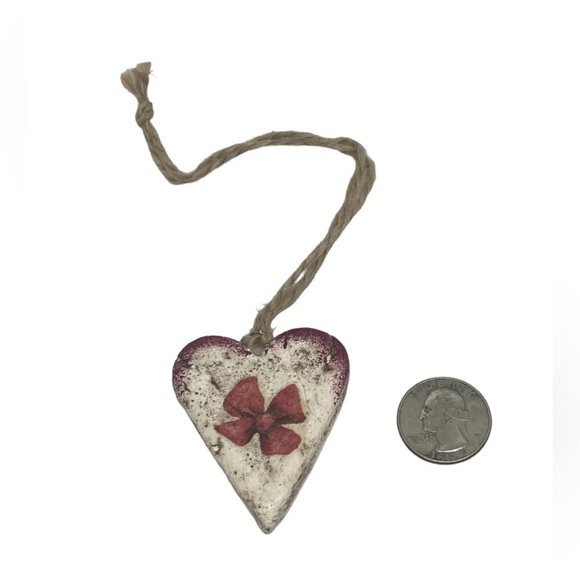Handcrafted Retro Heart Christmas Salt Dough Ornament Red Bow Design Ukraine - Picture 15 of 16